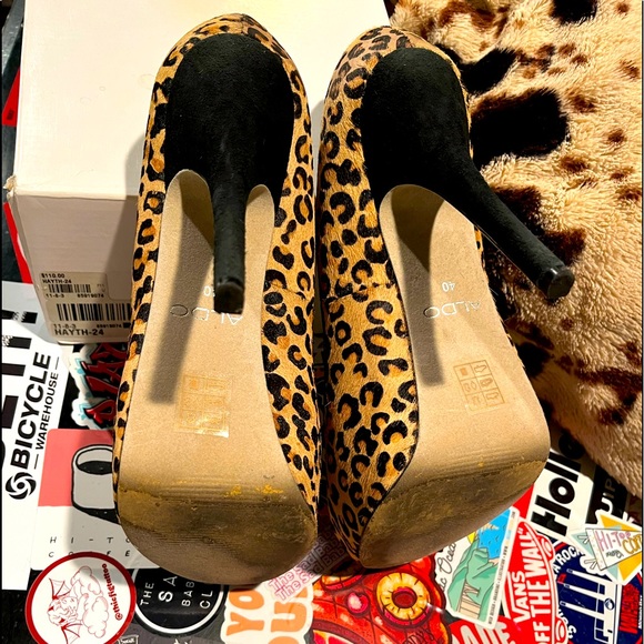 Aldo platform peep toe heel 5’ heel size 40 US9 Leopard Print - Picture 3 of 4